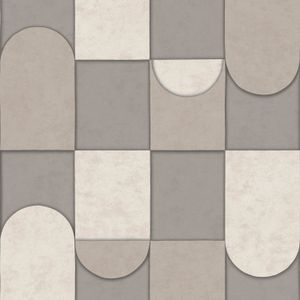 Papier peint intissé Affinity puzzle 3D gris beige - LU00359