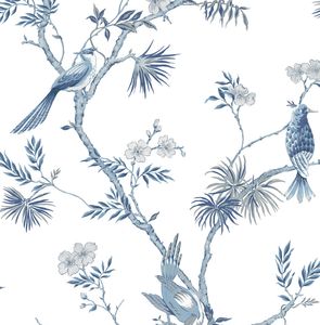 Papier peint intissé Jardin Secret oiseau exotique bleu - LU00753