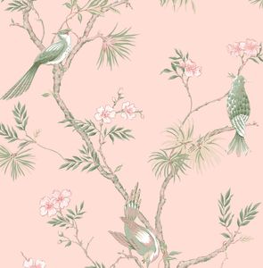 Papier peint intissé Jardin Secret oiseau rose