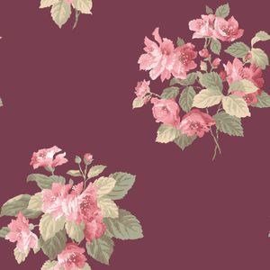 Papier peint intissé Jardin Secret bouquet fleuri rouge - LU00760