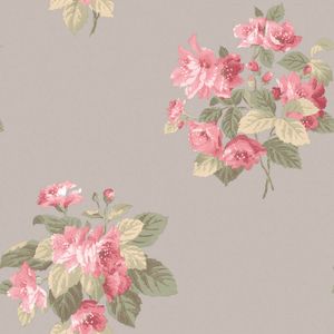 Papier peint intissé Jardin Secret bouquet rose taupe