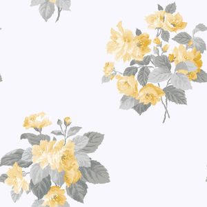 Papier peint intissé Jardin Secret bouquet fleuri jaune