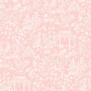 Papier peint intissé Jardin Secret toile de jouy rose