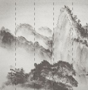Papier peint Panorama Oriental View gris effet lisse