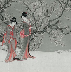 Papier peint Panorama Sakura gris gaufrage effet lisse - LU01388