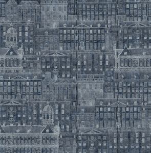 Papier peint panorama Old Town bleu effet lisse - LU01488