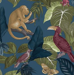 Papier peint intissé Java jungle bleu