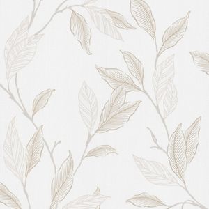 Papier Peint Expansé sur Intissé - Feuillage - Beige