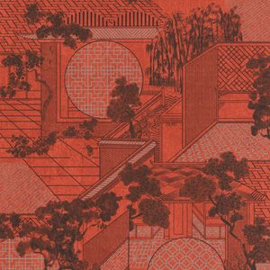 Papier peint intissé Sensai zen garden rouge - RA00320