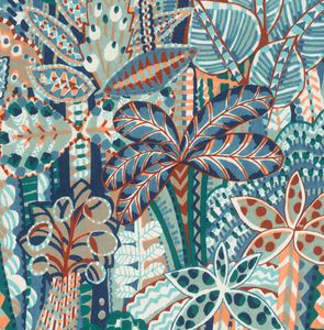 Papier peint intissé Samoa feuillage turquoise - RA00344