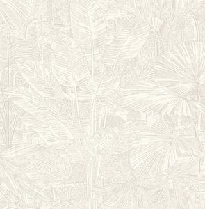 Papier peint intissé Samoa palmiers blanc argenté