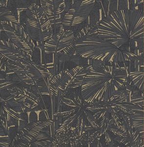 Papier peint intissé Samoa palmiers noir - RA00348