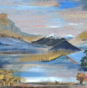 Papier peint panorama Samoa montagnes bleu