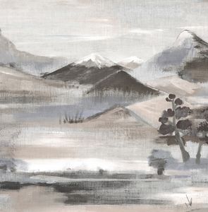 Papier peint panorama Samoa montagnes taupe