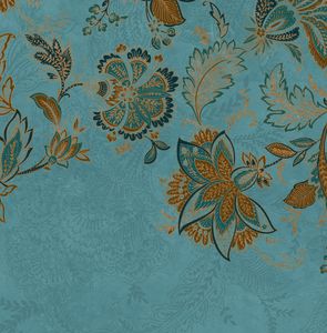 Papier peint panoramique Sophia fleurs bleu paon - RA00428