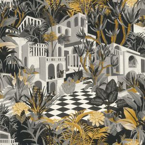 Papier peint intissé Tropical House Méditerranéen jaune