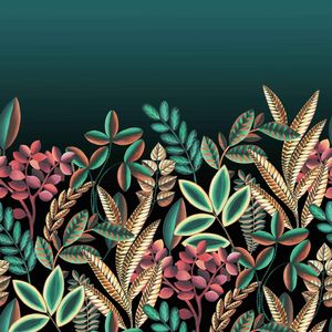Papier peint panorama Magic Walls botanique vert foncé - RA00525