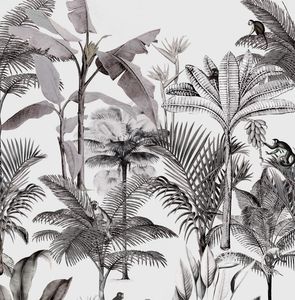 Papier peint panorama Magic Walls arbres exotiques noir et blanc - RA00548