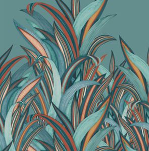 Papier peint panorama herbes folles vert bleuté - RA00557